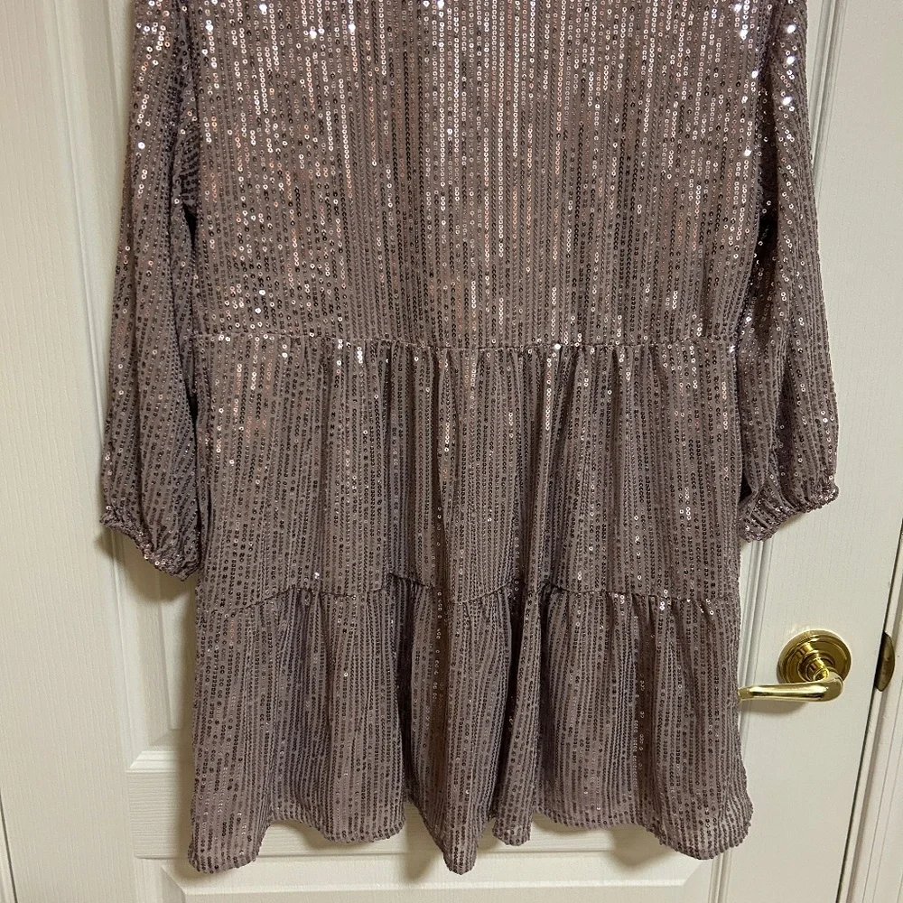 NWT! Women's Anthropologie Maeve Bettina Tiered Sequin Shirt Dres XSP - Picture 10 of 13